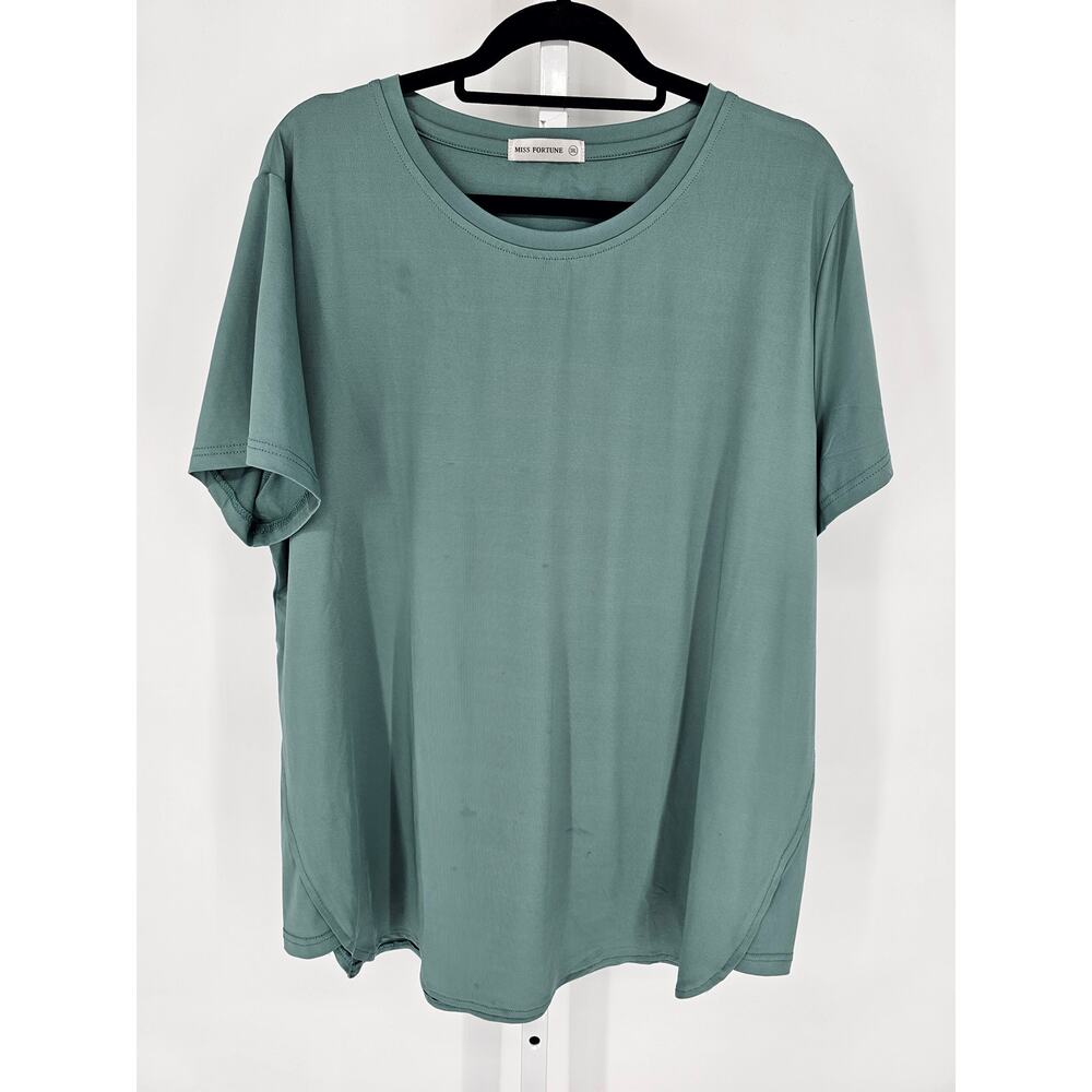 Miss Fortune Womens Sz 3XL Short Sleeve Crew Neck T Shirt Seafoam
